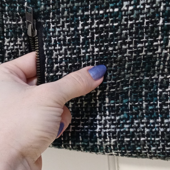 🍁LOFT🍁 - Green/Gray Tweed Wool Blend Skirt - Picture 5 of 11